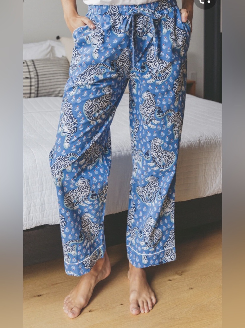 Printfresh Tiger Queen Straight Leg Pajama Lounge Pants Cornflower Blue 1X